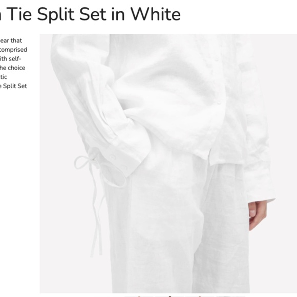 DEIJI STUDIOS The Tie Split Linen Pant White Organic Summer Staple Size M / L - Picture 12 of 16
